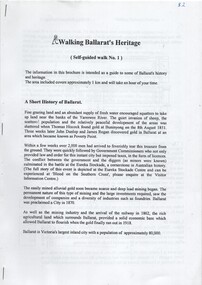 Ephemera - Tour Notes, Jennifer Barnes, 'Walking Ballarat's Heritage', Aug. 1998