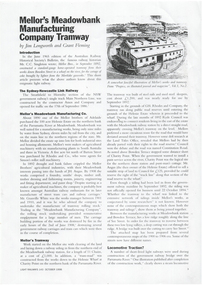 Document - Photocopy, Jim Longworth and  Grant Fleming, 'Mellor's Meadowbank Manufacturing Company Tramway', Oct. 1998