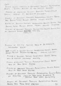 Meeting minutes for Ballarat Tramway Preservation Society.
