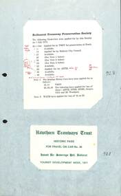 Document - List, Ballarat Tramway Preservation Society (BTPS), List of Ballarat Trams applied for BTPS, Jul. 1971