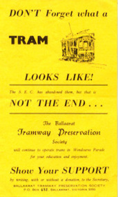 Pamphlet, Ballarat Tramway Preservation Society (BTPS), Ballarat Tramway Preservation Society, 1971
