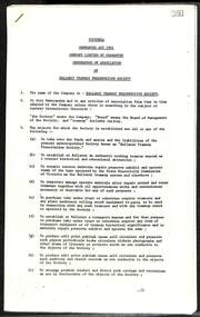 Ballarat Tramway Preservation Society - Memorandum & Articles of Association