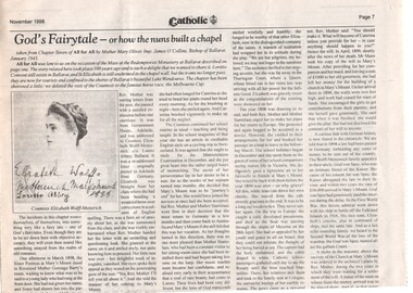 Newspaper, Instauratio Press, "God's Fairy Tale - or how the Nuns built a chapel", Nov. 1998