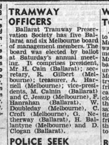 Newspaper, The Courier Ballarat, "Tramway Officers", 25/09/1972 12:00:00 AM