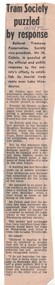 Newspaper, The Courier Ballarat, "Tram Society puzzled by response", 13/12/1972 12:00:00 AM