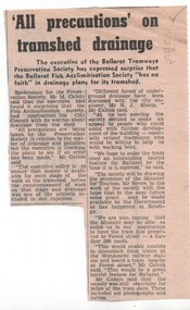 Newspaper, The Courier Ballarat, "All precautions on tram shed drainage", 14/11/1972 12:00:00 AM