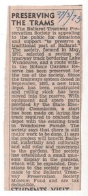 Newspaper, The Courier Ballarat, "Preserving the Trams", 27/03/1973 12:00:00 AM