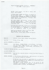 Document - Photocopy, Signalling Record Society of Victoria, "Safeworking on the Ballarat Electric Tramway System", Jul. 1988