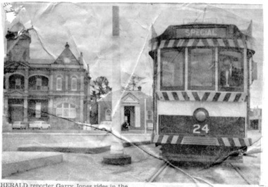 Newspaper, Herald Sun, "It's fun riding on those trams", c1968