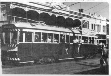 Newspaper, Parade, "TRAMS ...." - tram 37 in Lydiard St North, Jan. 1970