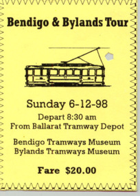 Ephemera - Ticket/s, Anita Bagley, BTM - Bendigo - Bylands Tour - 6/12/1998, Dec. 1998