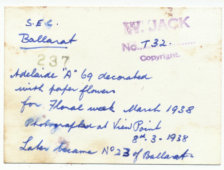 Notes on rear of print.