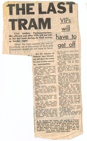 Newspaper, The Courier Ballarat, "The last tram - VIPs will have to get off", 18/09/1971 12:00:00 AM