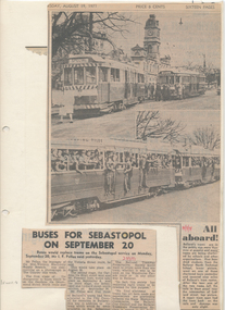 Newspaper, The Courier Ballarat, "All Aboard", "Buses for Sebastopol on September 20", 19/08/1971 12:00:00 AM