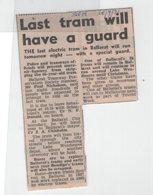 Newspaper, Herald & Weekly Times Ltd, "Last tram will have a guard", 18/09/1971 12:00:00 AM