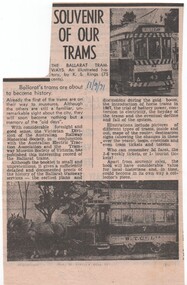 Newspaper, The Courier Ballarat, "Souvenir of our trams", 11/09/1971 12:00:00 AM