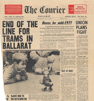 Courier Newspaper item "End of the line for trams in Ballarat'