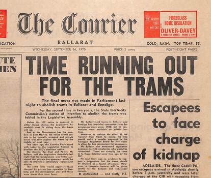 Newspaper cutting 'Time running out for the trams'