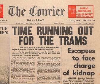 Newspaper cutting 'Time running out for the trams'