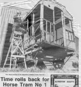 Newspaper, The Courier Ballarat, "Time rolls back for Horse Tram No. 1", 10/04/1987 12:00:00 AM