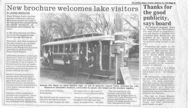 Newspaper, The Courier Ballarat, "New brochure welcomes lake visitors", 23/09/1993 12:00:00 AM