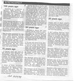 Newspaper, The Courier Ballarat, "In retrospect", 20/06/1998 12:00:00 AM