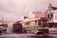 No. 21 and three other trams at City Loop looking east along the south side of Sturt St.