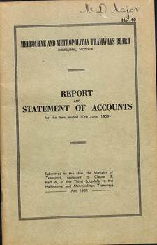 Report and Statement of Accounts - MMTB - 30.06.1959