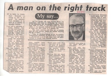 Newspaper, "A man on the right track", 22/05/1973 12:00:00 AM