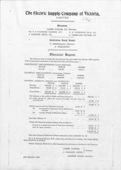Directors Report -Electric Supply Co. of Vic. 30.09.1920