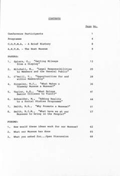 Proceedings of the eight COTMA - Sept 1986 - Contents.