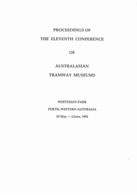 Document - Report, Perth Electric Tramway Society, "Proceedings of the Eleventh Conference of COTMA", 1994
