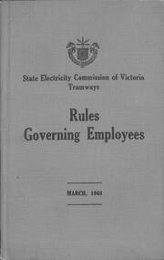 Book, State Electricity Commission of Victoria (SECV), "State Electricity Commission of Victoria - Tramways - Rules Governing Employees - March 1948", March 1948, 1950