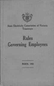 Book, "State Electricity Commission of Victoria - Tramways - Rules Governing Employees - March 1948", March 1948, 1950