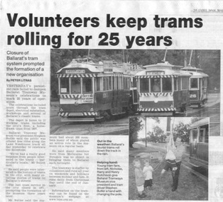 Newspaper, The Courier Ballarat, "Volunteers keep trams rolling for 25 years", 27/12/199