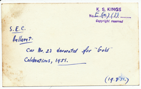 Notes on the rear of the print