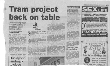 Newspaper, The Courier Ballarat, "Tram project back on the table", 24/05/200