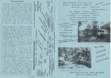 Ephemera - Tour Notes, Michael Costello, "Last tram day at the Yangardook Tramway", Nov. 1994
