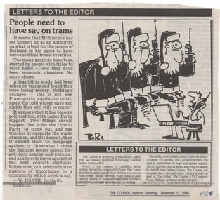 Newspaper, The Courier Ballarat, "People need to have say on trams", 23/12/1995 12:00:00 AM