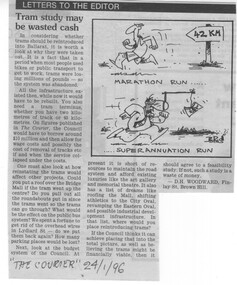 Newspaper, The Courier Ballarat, "Tram study may be wasted cash", 24/01/1996 12:00:00 AM