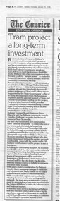 Newspaper, The Courier Ballarat, "Tram project a long-term investment", 25/01/1996 12:00:00 AM