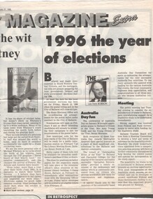 Newspaper, The Courier Ballarat, 1996 the year of elections, 27/01/1996 12:00:00 AM
