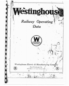 Document - Instruction Book, Westinghouse Brake Company of Australasia Limited and  The Westinghouse Brake & Saxby Signal Co. Ltd. of 82 York Road and  Kings Cross London, "Westinghouse Railway Operating Data", 2000