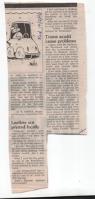 Newspaper, The Courier Ballarat, "Trams would cause problems", 14/02/1996 12:00:00 AM