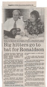 Newspaper, The Courier Ballarat, "Big hitters go to bat for Ronaldson", 24/02/1996 12:00:00 AM