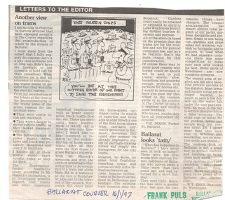 Newspaper, P.H. Dixon, "Another view on trams", 16/01/1997 12:00:00 AM