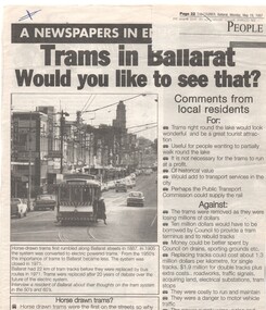 Newspaper, The Courier Ballarat, "Trams in Ballarat - Would you like to see that?", 19/05/1997 12:00:00 AM