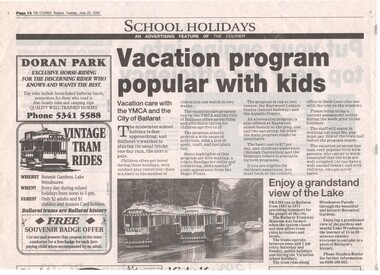Newspaper, The Courier Ballarat, "Enjoy a grandstand view of the Lake", 20/06/2000 12:00:00 AM
