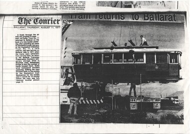 Document - Photocopy, "Tram returns to Ballarat"