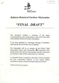 Master Plan for the Ballarat botanical Gardens.